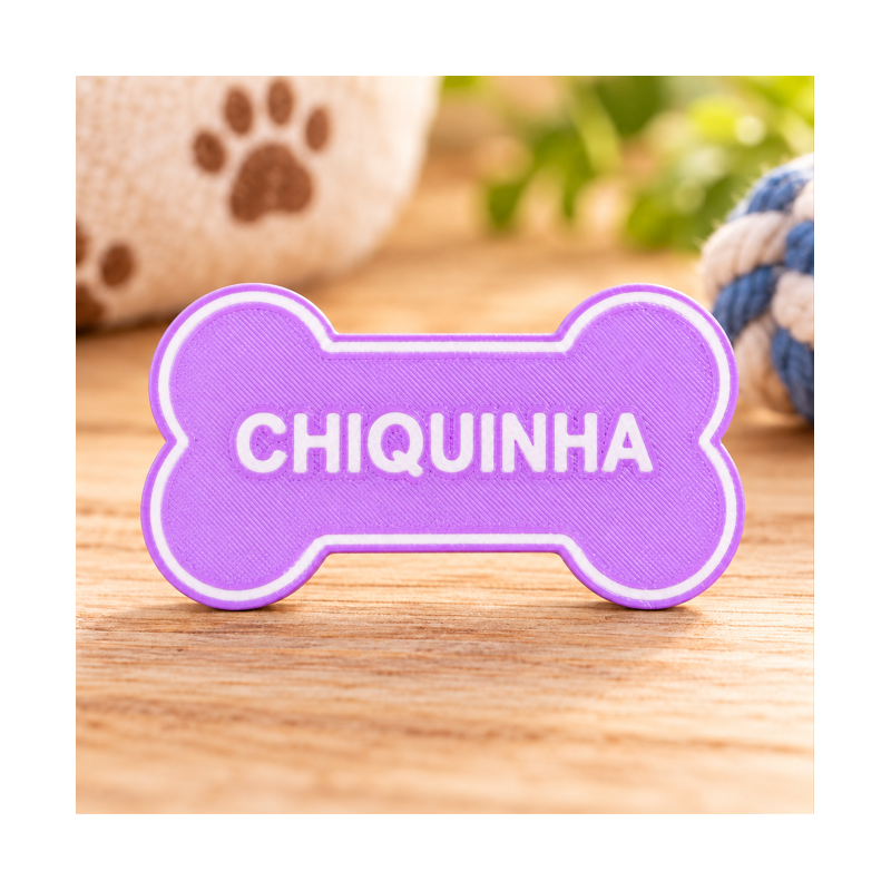 Osso com Nome - Identificador Personalizado para Caminha de Cão